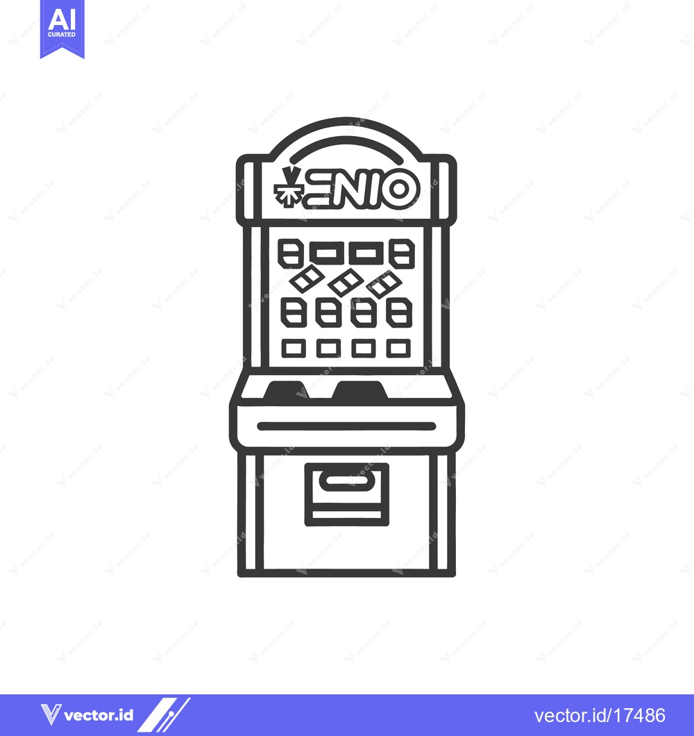 Premium Vector of A detailed black and white outline of a coin pusher machine
