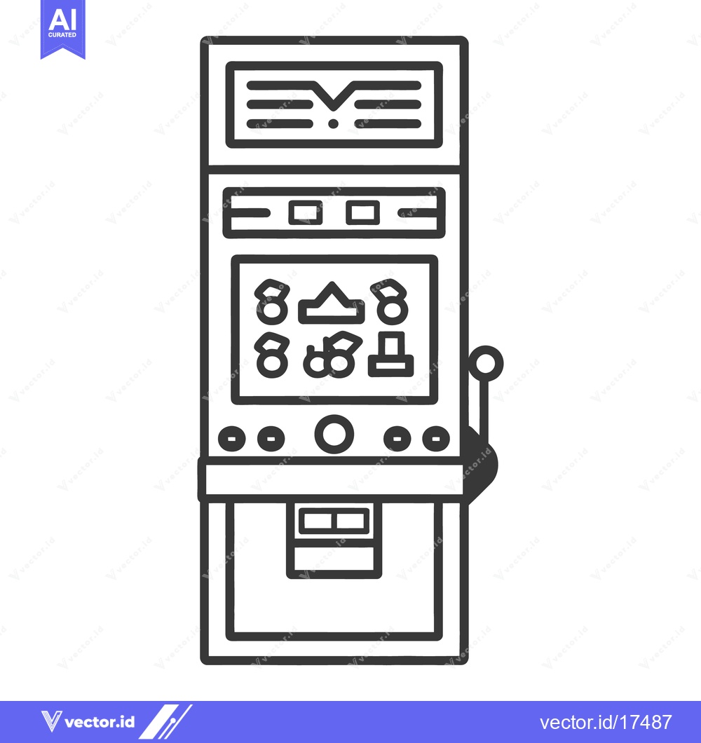 Premium Vector dari Black and White Illustration Depicting a Simple Slot Machine
