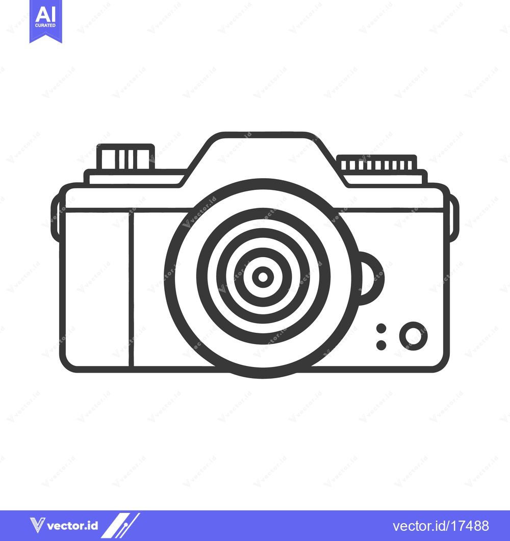 Premium Vector dari Simple outline of a camera with concentric circle lens design