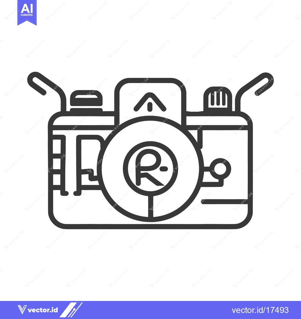 Premium Vector of An illustrated black and white icon depicting a simple photographic ca