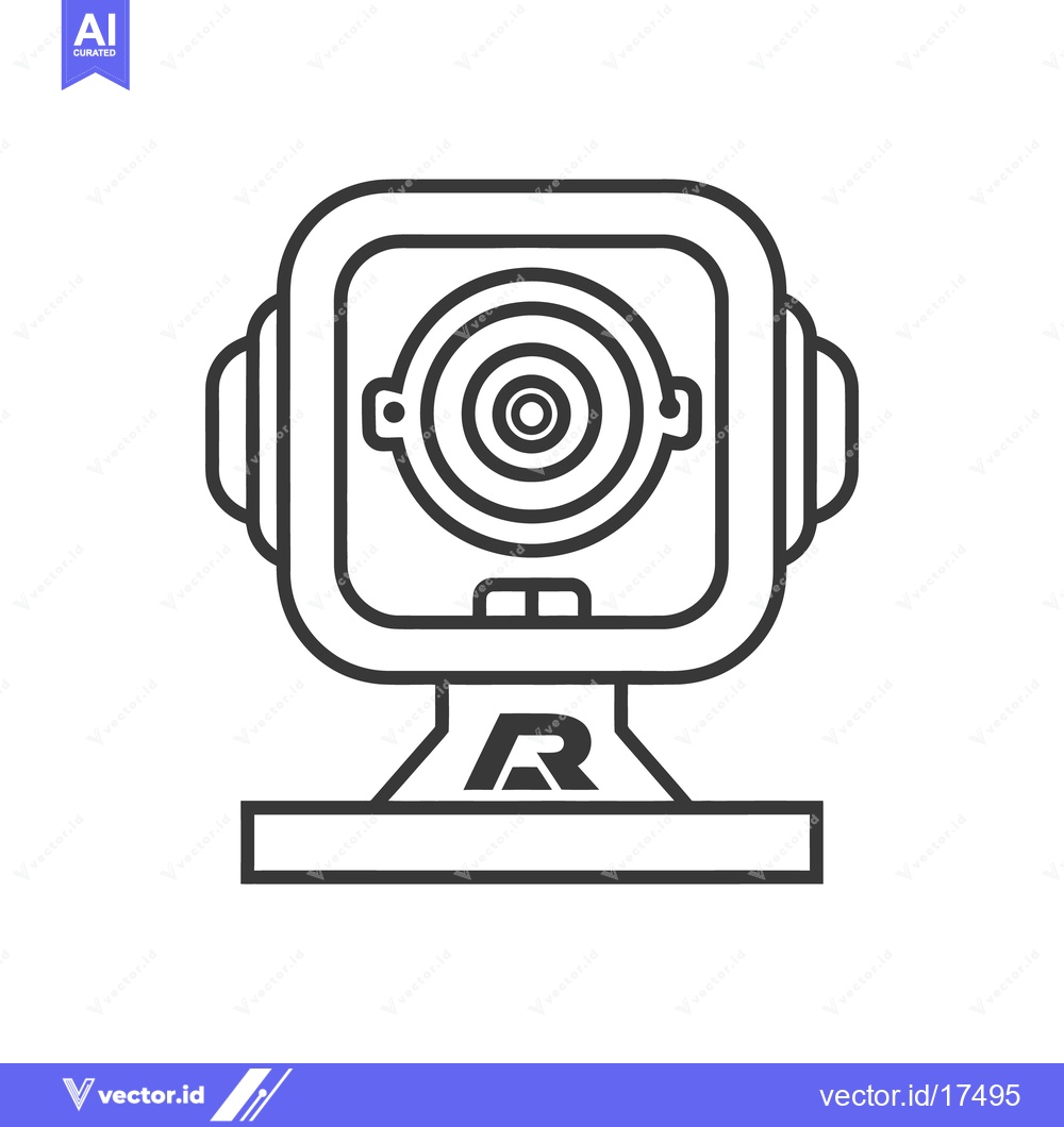 Premium Vector dari A modern security camera with round lens and square frame
