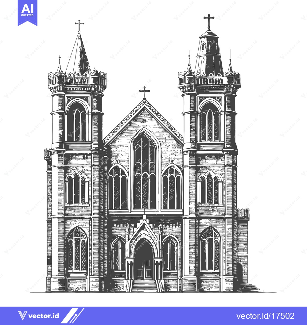 Premium Vector of This is a sketch of a church with two towers