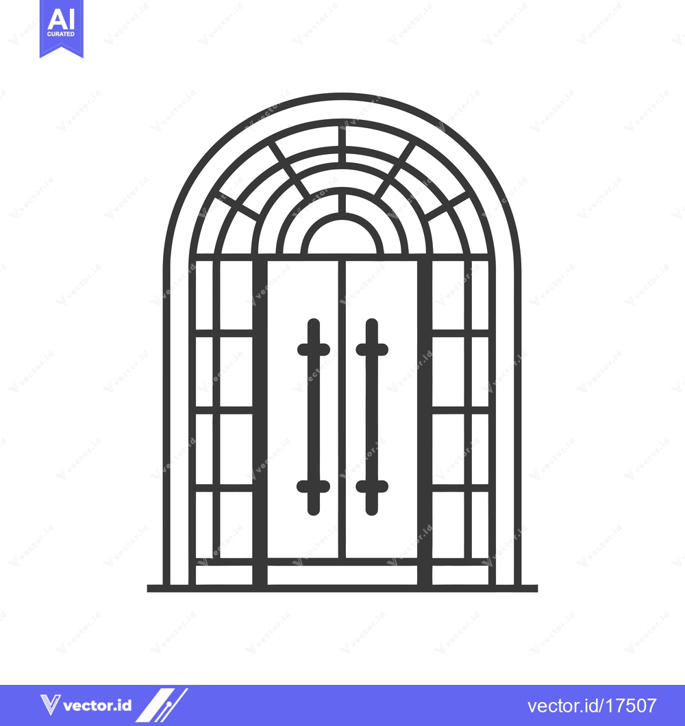 Premium Vector dari Arched Doorway with a Geometric Design and Two Doors