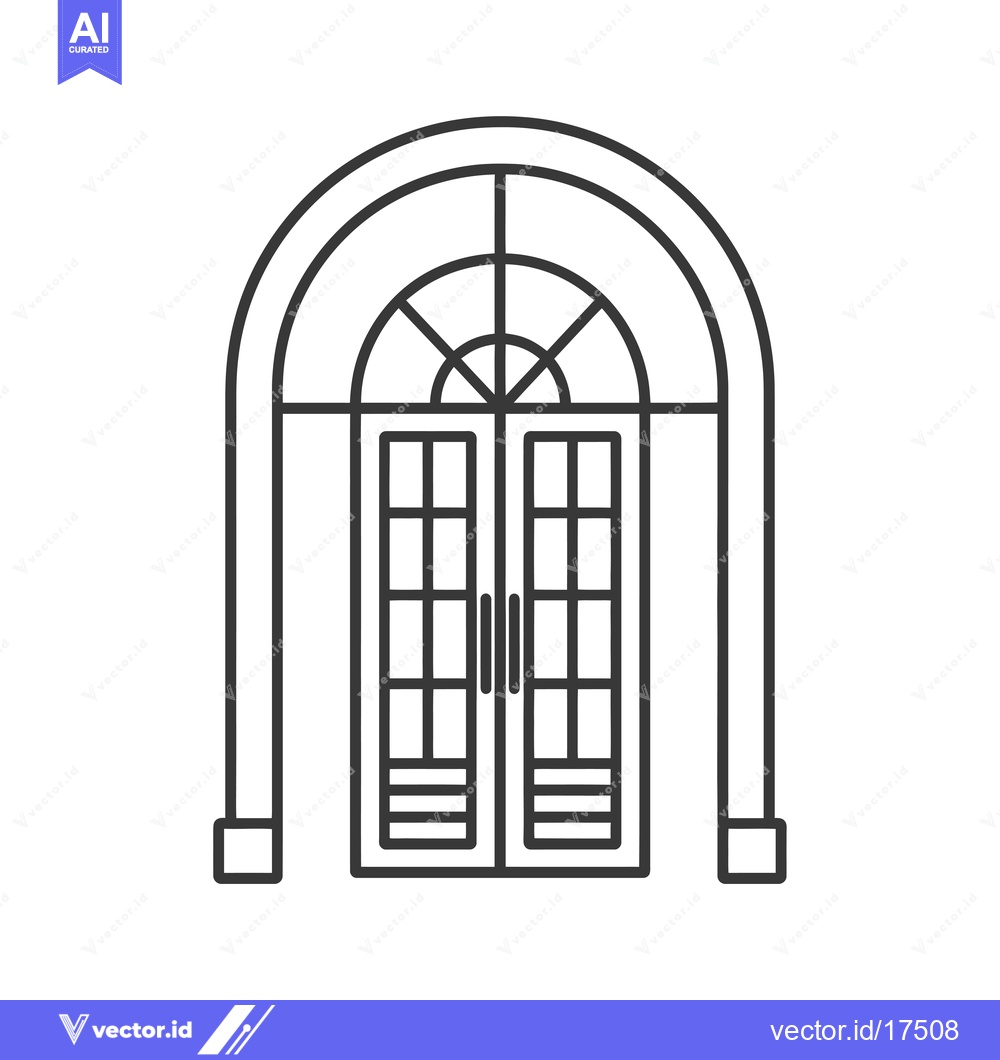 Premium Vector of Arched Doorway with Double Doors and Glass Panels