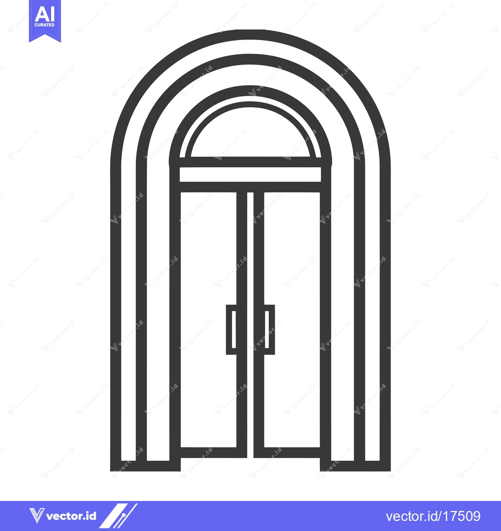 Premium Vector dari Arched Doorway with Double Doors and Handles