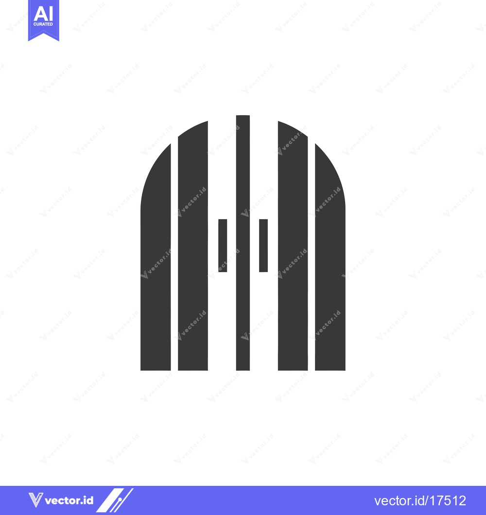Premium Vector of Arched doorway with vertical bars and two small columns