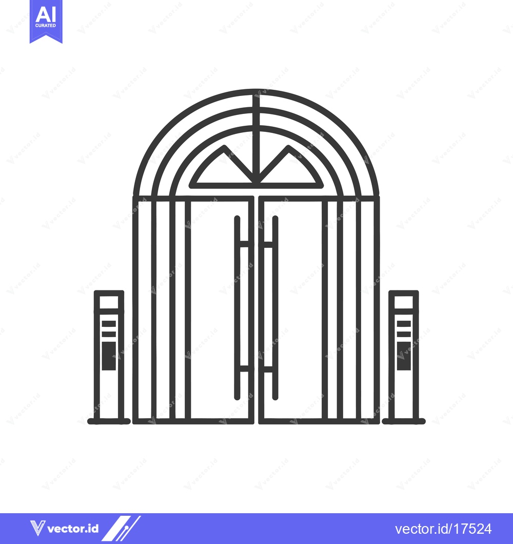 Premium Vector dari Arched Gate with Double Doors and Posts