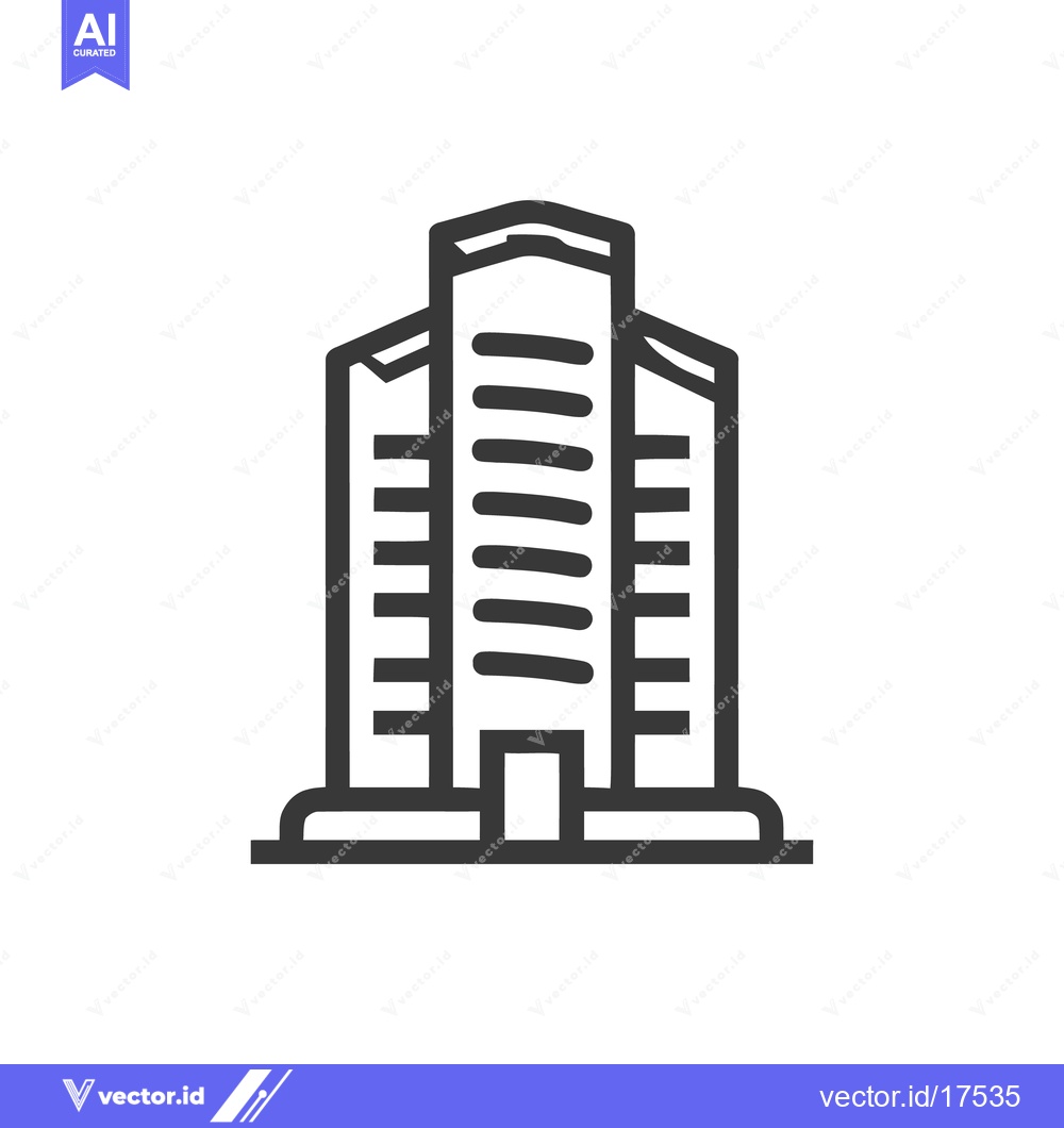 Premium Vector dari Minimalist Building Icon: Modern Architecture Outline on White Backgro