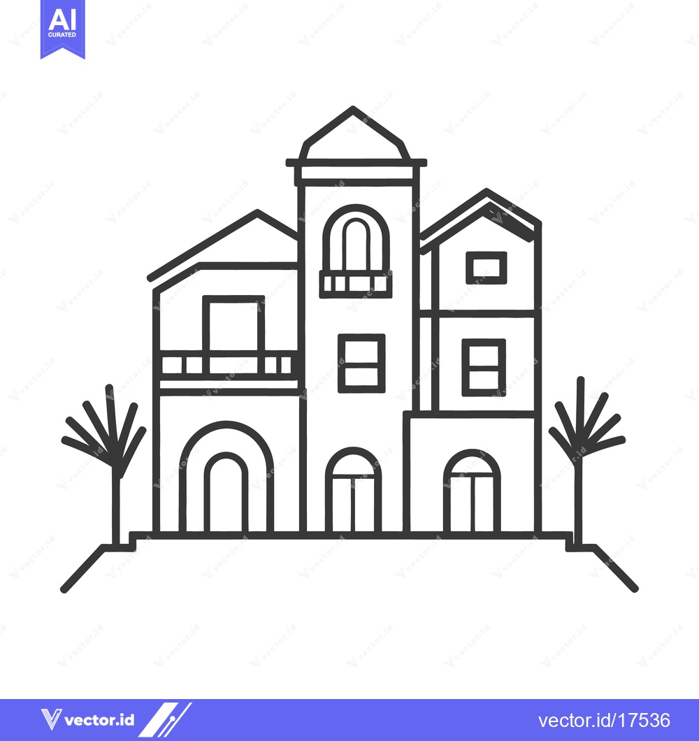 Premium Vector dari Detailed minimalist architectural illustration of a multi story buildi