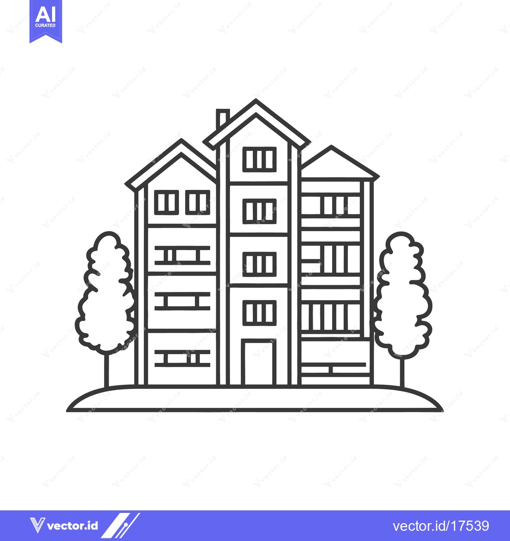 Premium Vector dari Simple Vector Illustration Depicting a Multi Story Residential Buildin