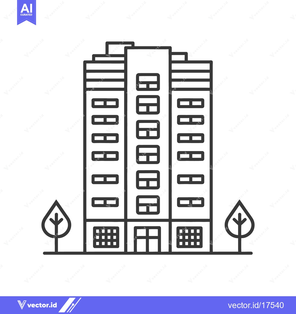 Premium Vector dari A tall modern apartment building with simple architectural design feat