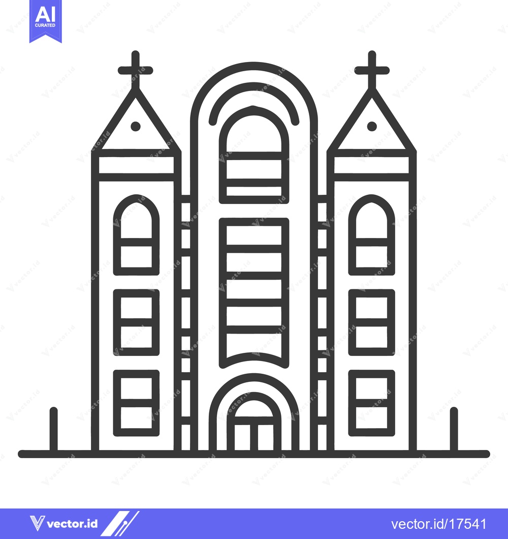 Premium Vector dari A simple black and white illustration of a church building
