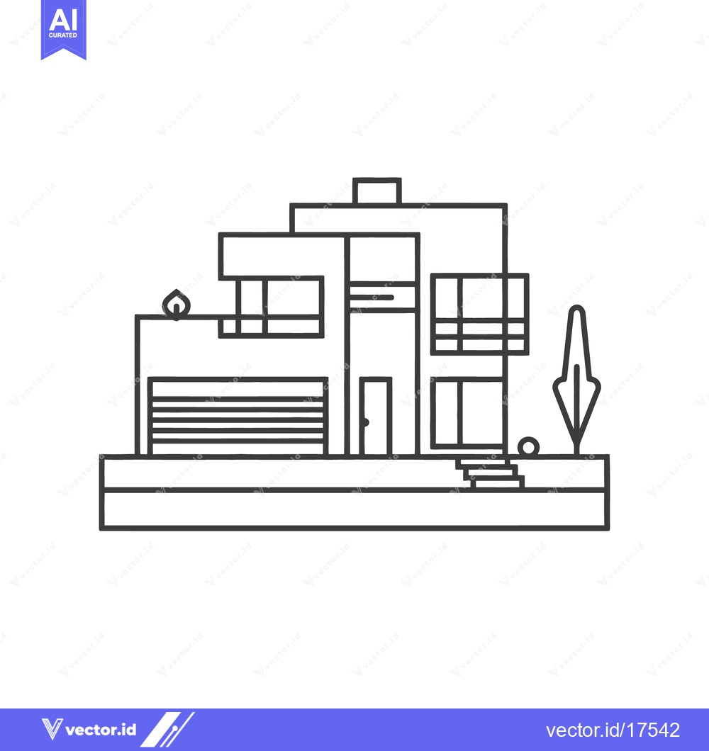 Premium Vector dari A modern architectural illustration of a house design with minimal det