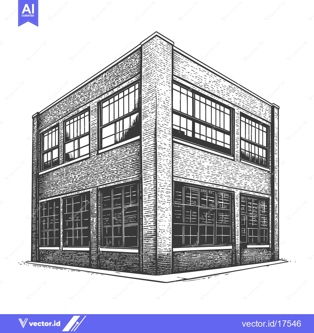 Premium Vector dari An industrial building corner is depicted from a low angle