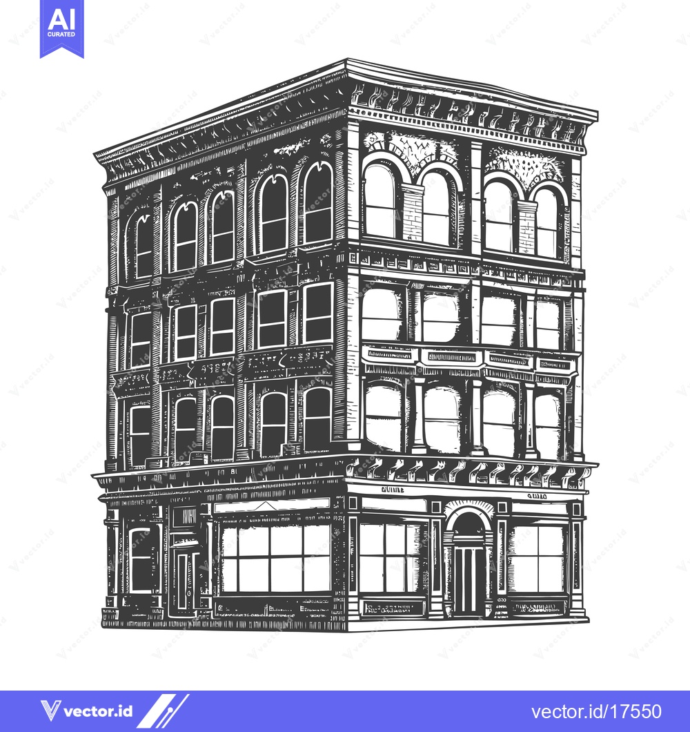 Premium Vector dari The tall building depicts a detailed architectural illustration