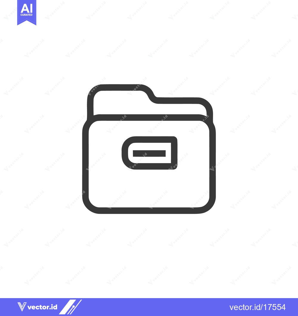 Premium Vector of Minimalist Folder Icon with Subtraction Symbol on White Background