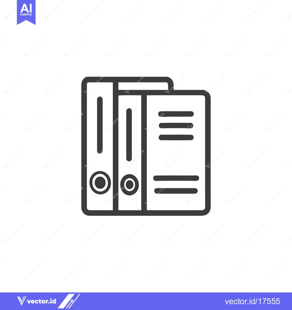 Premium Vector dari Minimalist Icon of Two Ring Binders with Document Lines