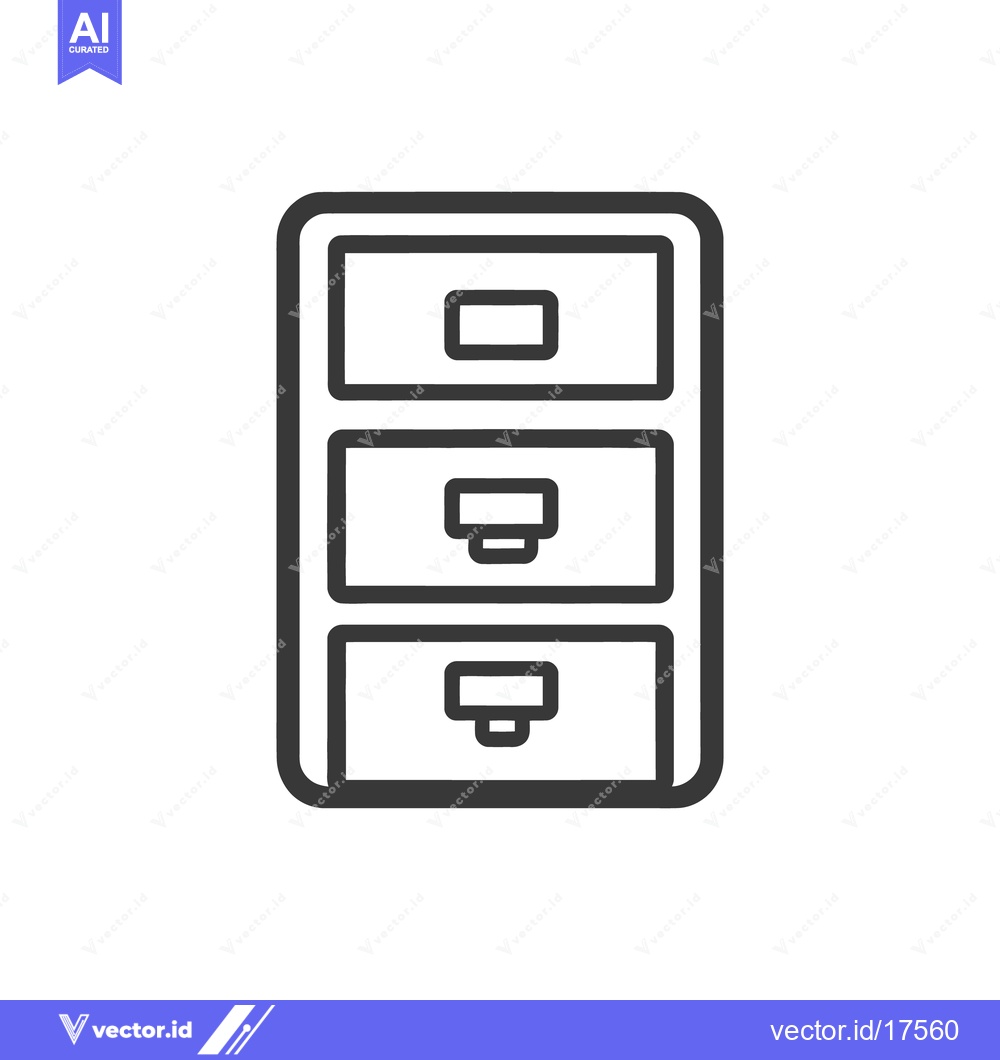 Premium Vector of A simple black and white outline of a chest of drawers