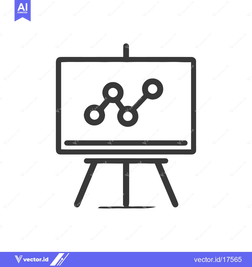 Premium Vector dari Presentation Board with Line Graph Icon, Business Data Visualization,
