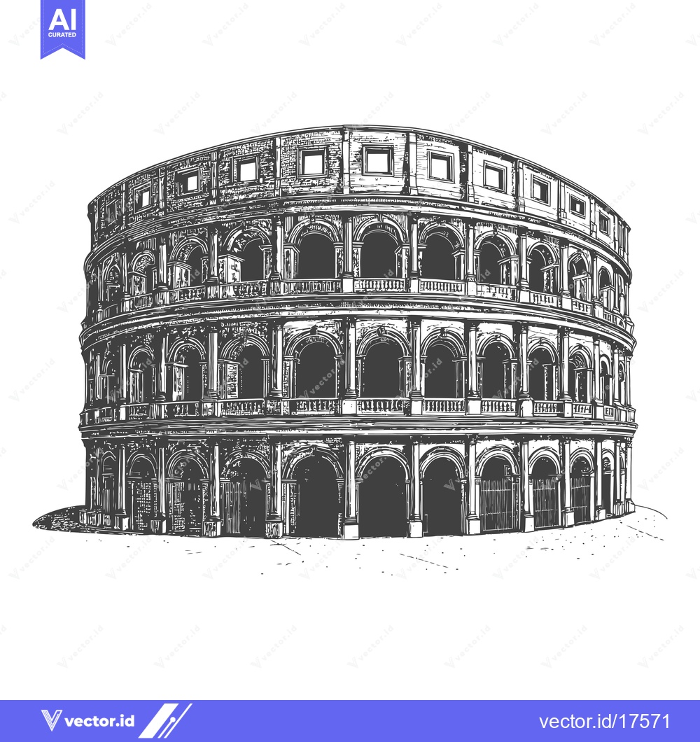 Premium Vector of The ancient Roman Colosseum building is a gray sketch