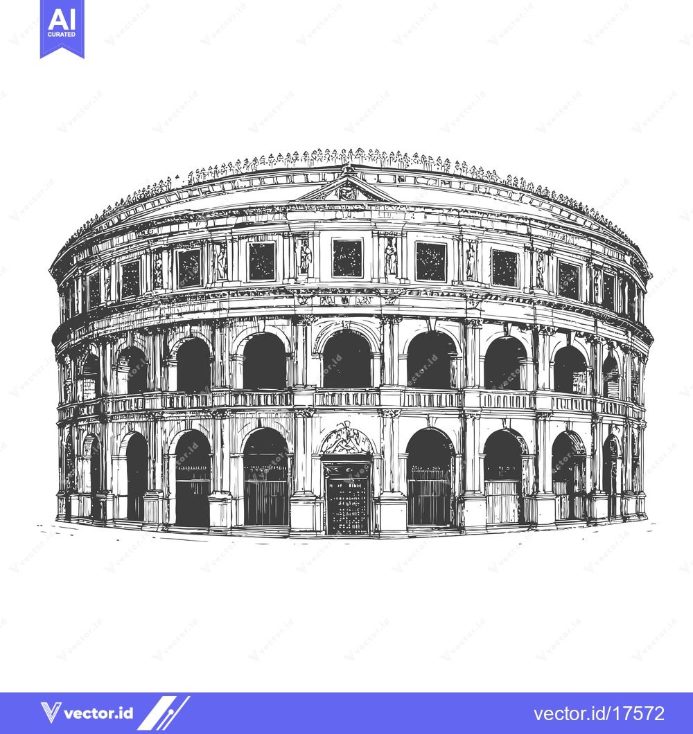 Premium Vector of A detailed illustration of a Roman amphitheater of architecture