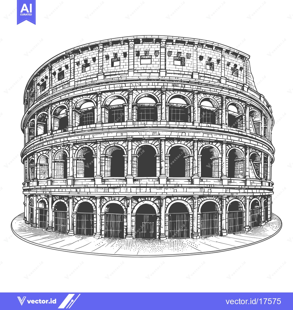Premium Vector dari The Colosseum represents Roman history and heritage in this drawing