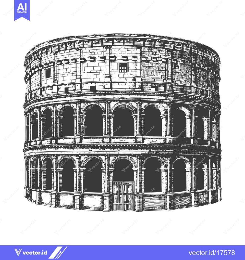Premium Vector of The Colosseum shows an old illustration of roman architecture