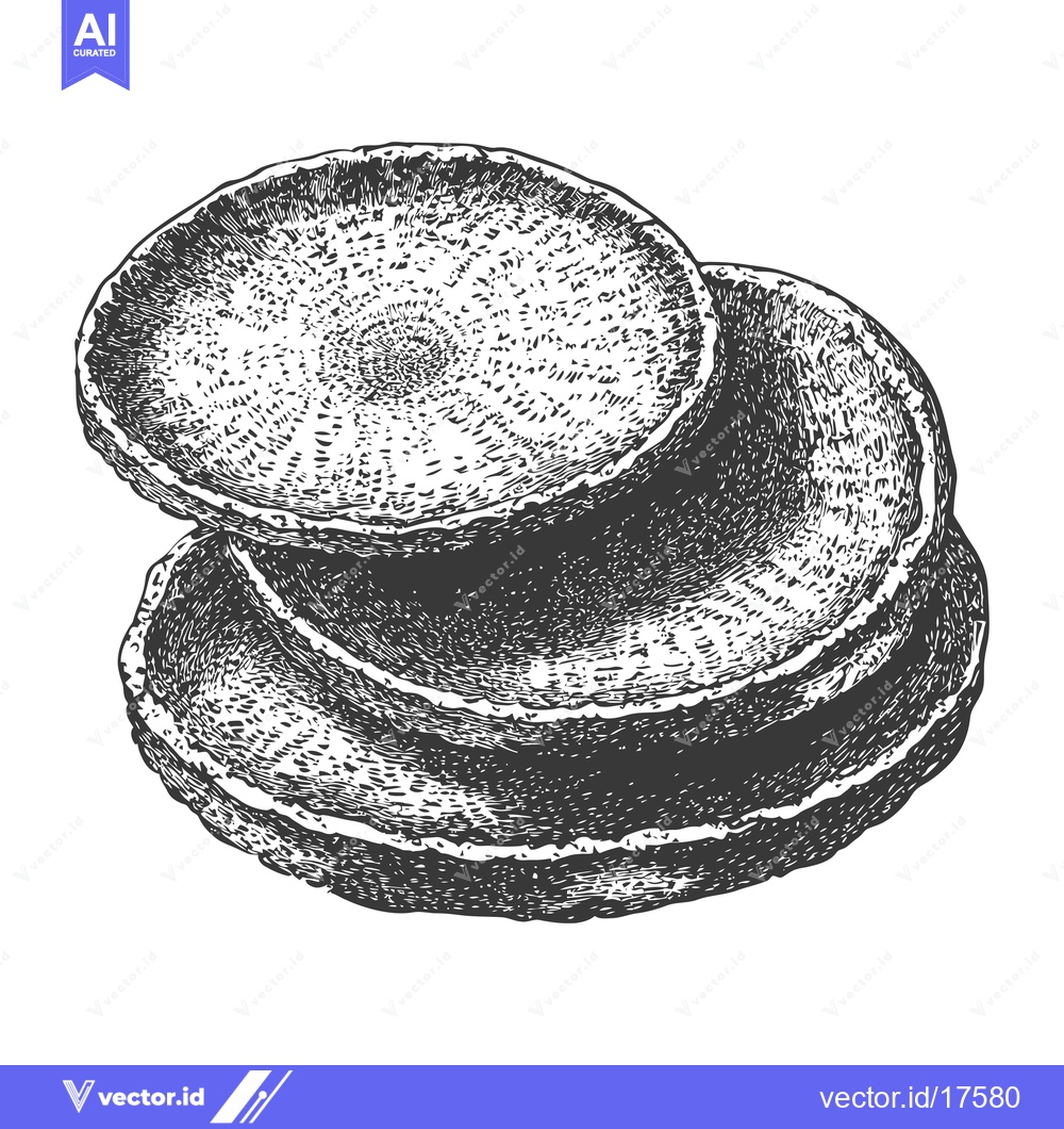 Premium Vector of Three stacked round wicker baskets showing a top down perspective