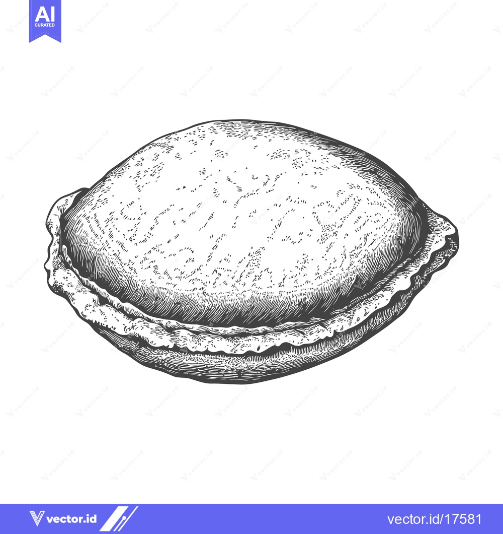 Premium Vector of A single baked pastry with intricate detailed hatching