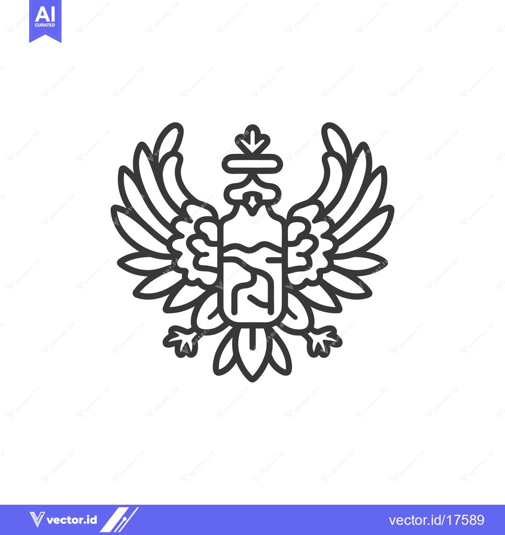 Premium Vector of A stylized heraldic emblem featuring an eagle with ornate wings