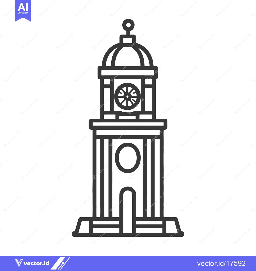 Premium Vector of A stylized black and white illustration of a clock tower