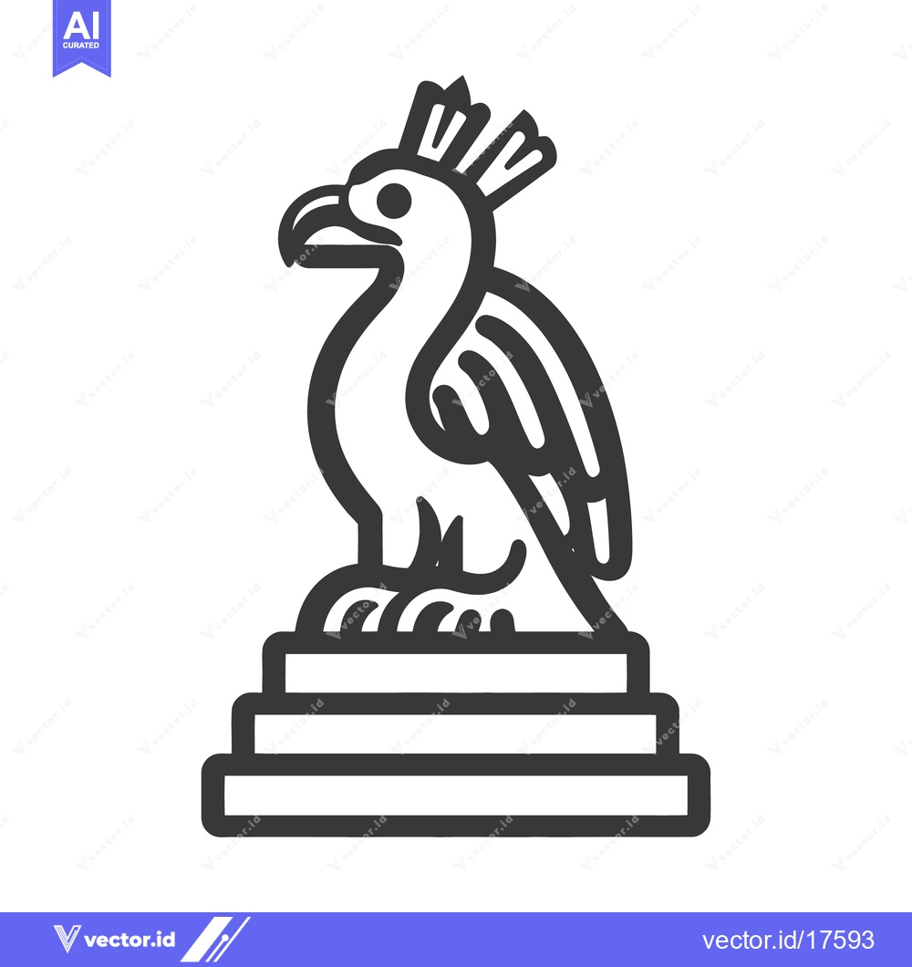 Premium Vector of A Stylized Illustration of a Bird with a Crest Perched on a Base