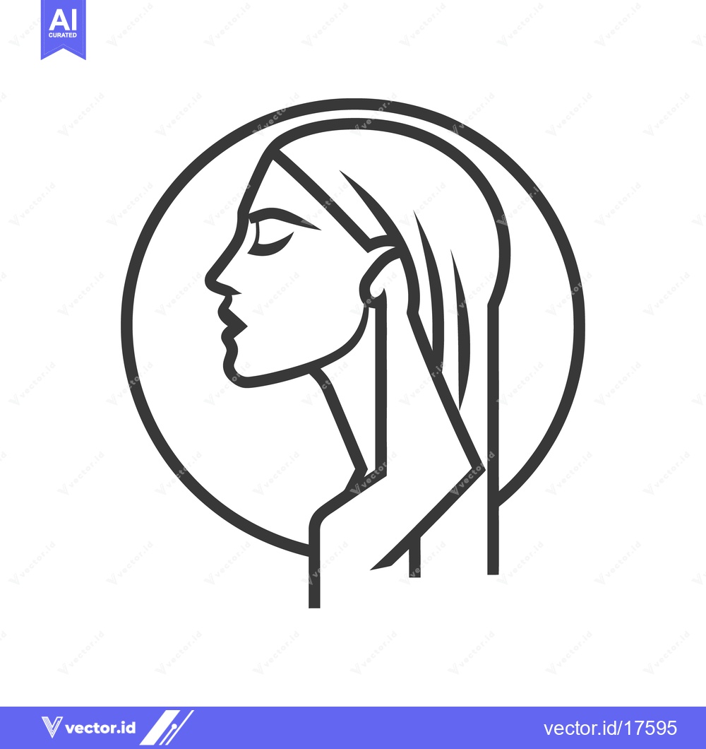 Premium Vector of A minimalist line art portrayal of a woman within a circle