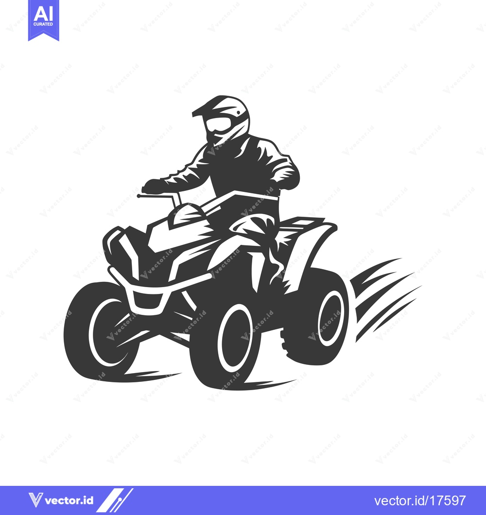 Premium Vector of A Rider On An ATV With Speed Lines