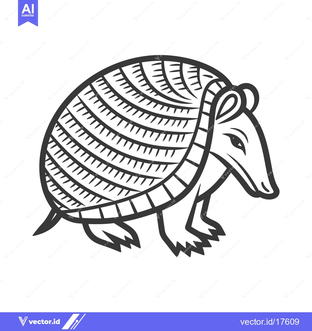 Premium Vector of A stylized black and white depiction of an armadillo animal