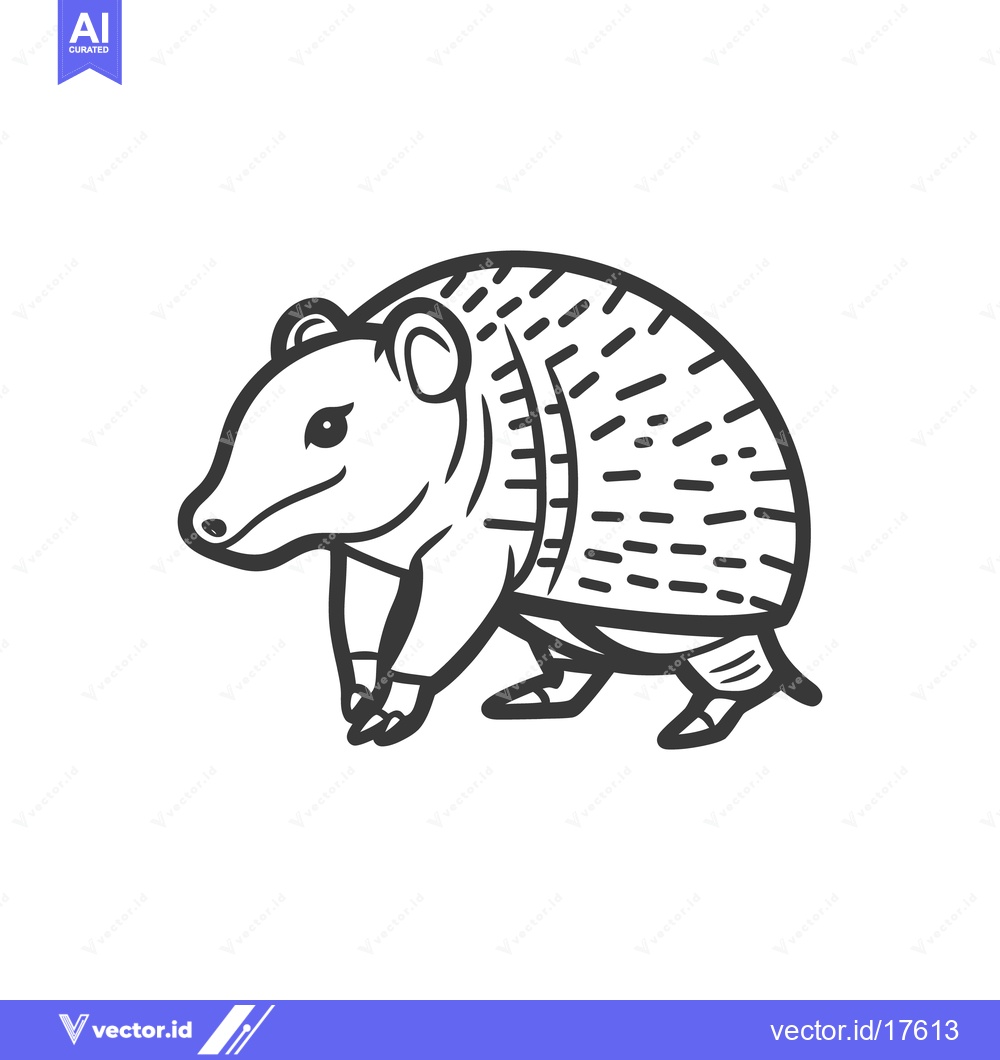 Premium Vector of A detailed line drawing depicts an animal with protective armor