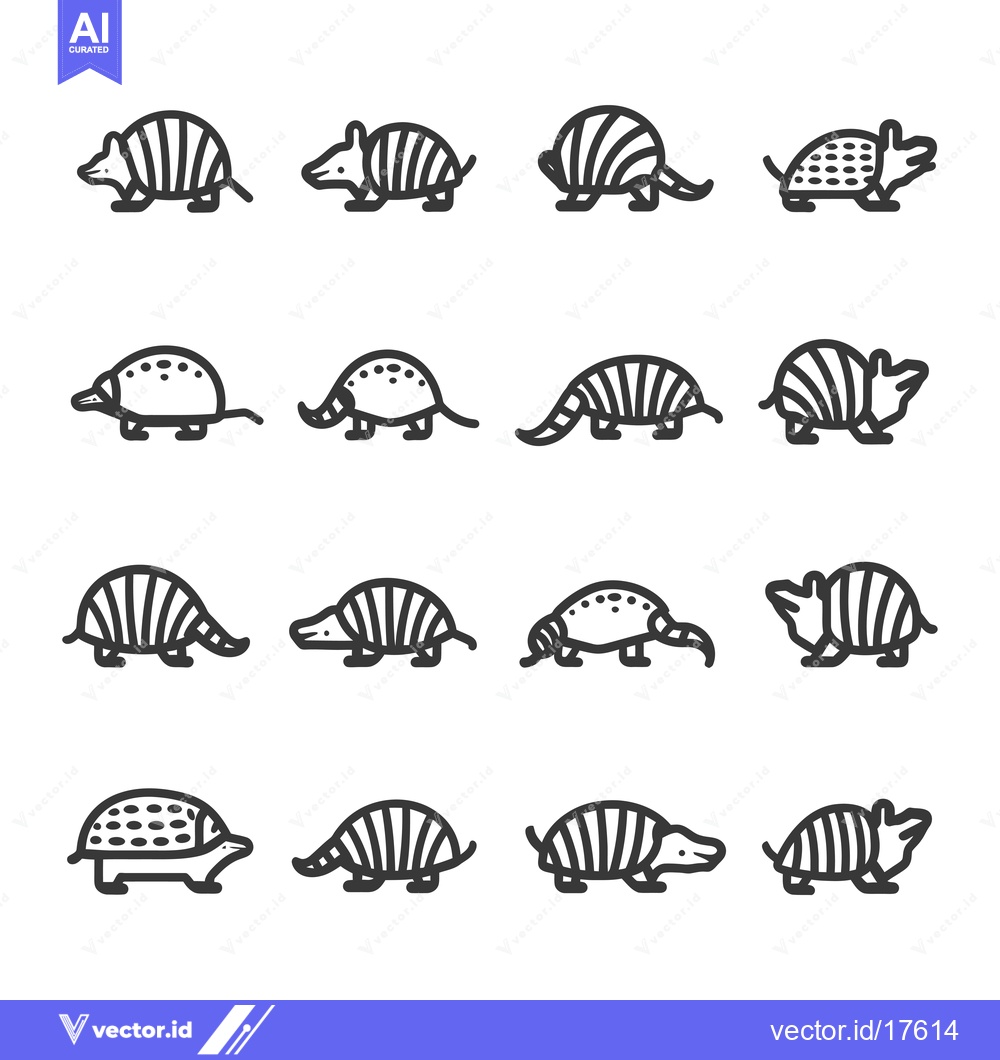 Premium Vector dari Armadillo Outline Icons in Various Poses
