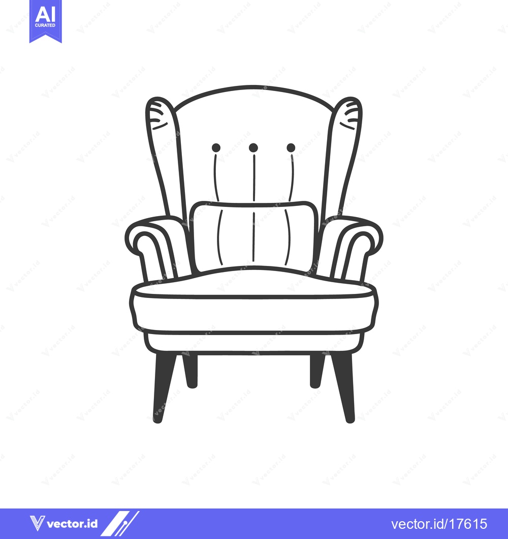 Premium Vector dari A simple line drawing of a comfortable upholstered armchair