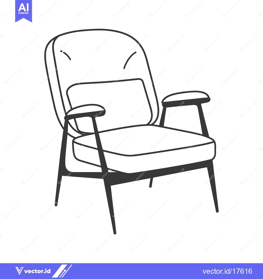 Premium Vector dari A simple black and white outline of a comfortable armchair