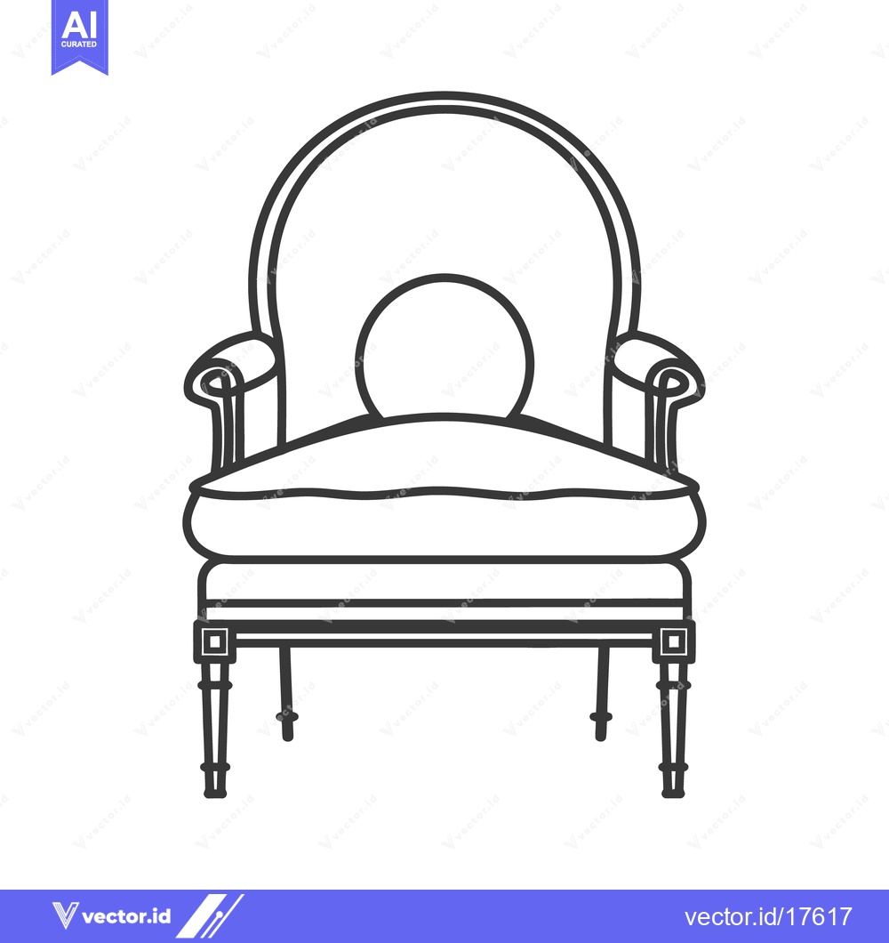 Premium Vector dari A detailed black and white illustration of a comfortable armchair