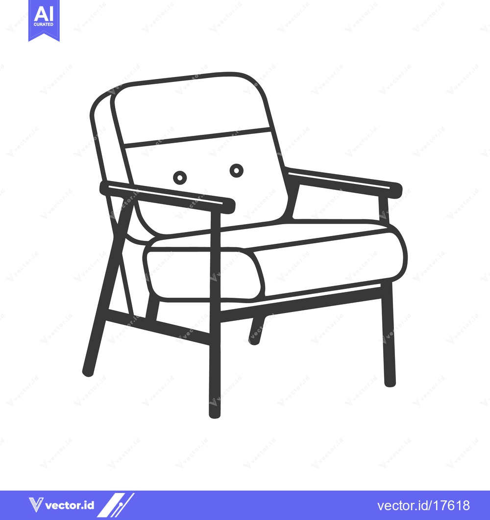 Premium Vector dari A simplified black and white drawing of a comfortable chair