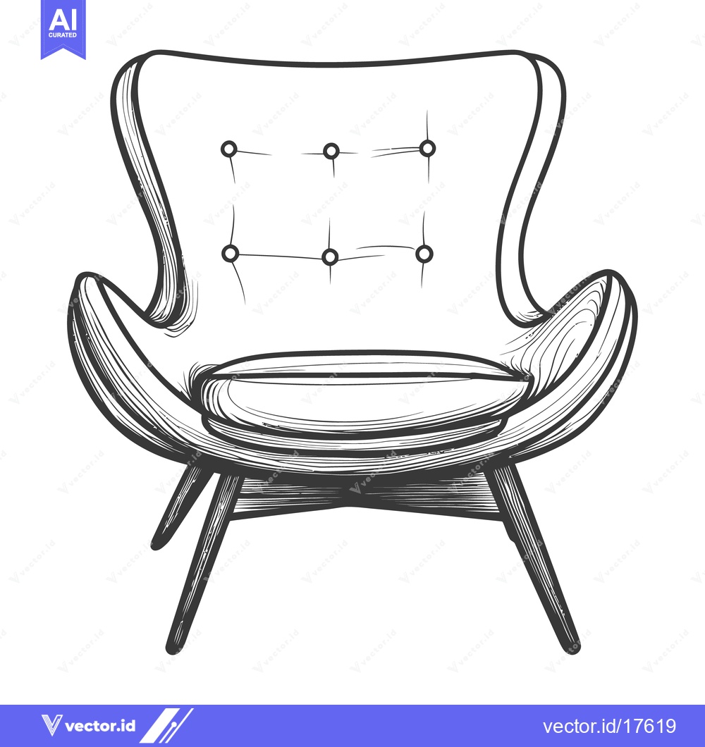 Premium Vector of Artistic rendering of an upholstered chair with button detailing and w