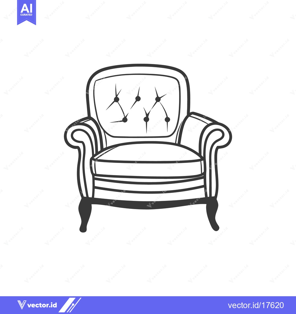 Premium Vector dari A detailed drawing of a comfortable elegant armchair on a white backdr