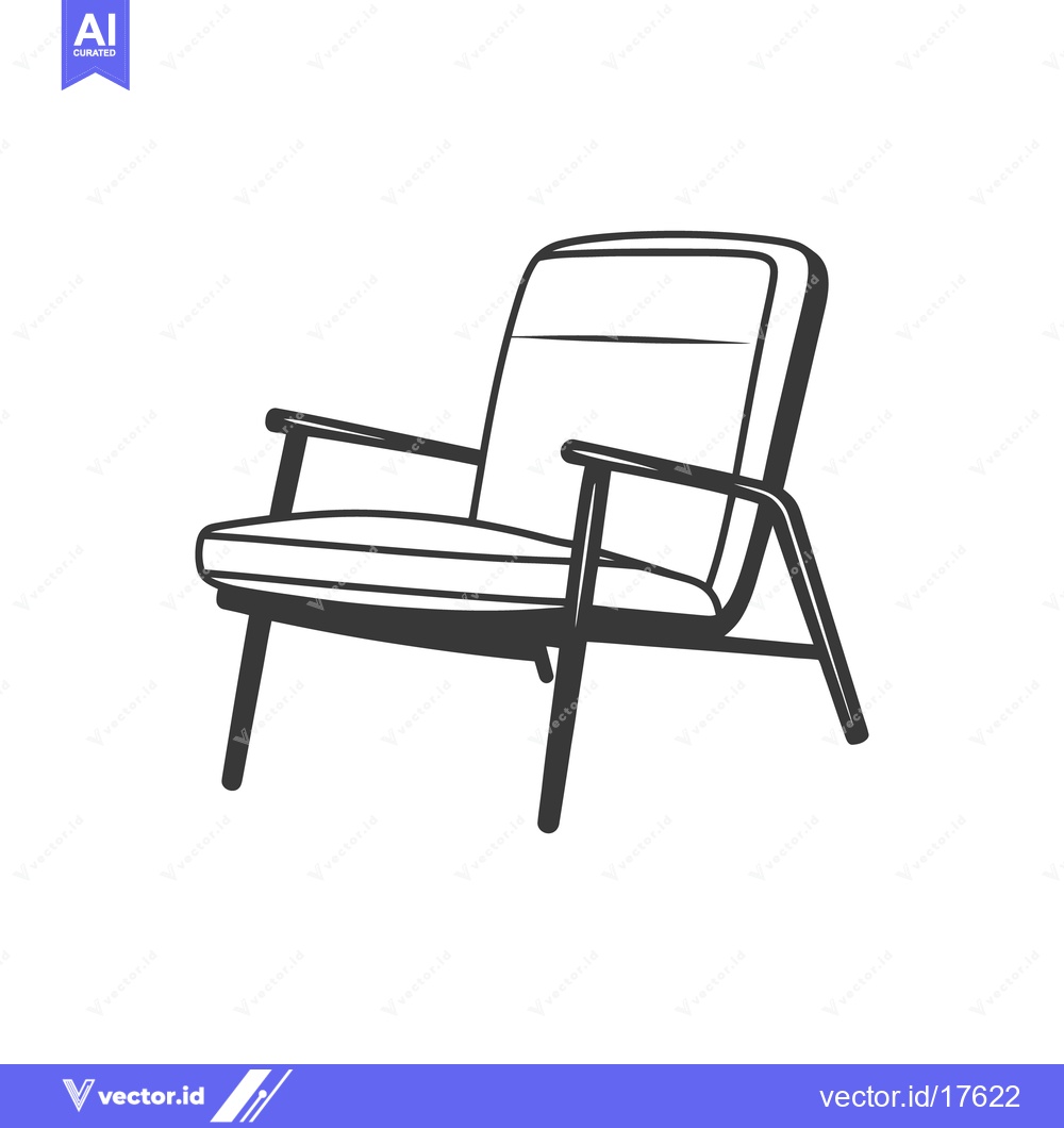 Premium Vector dari An artistic black and white illustration of a comfortable armchair