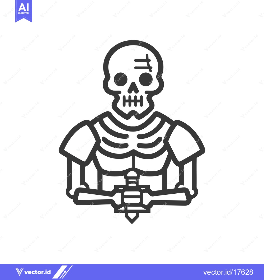 Premium Vector dari Armored Skeleton Holding a Dagger