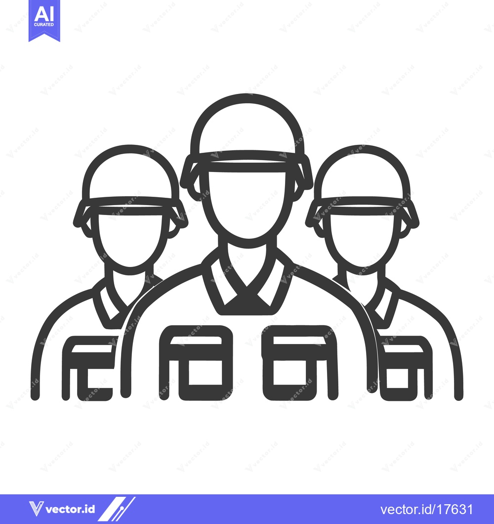 Premium Vector of Three soldiers stand in formation wearing military helmets and uniform