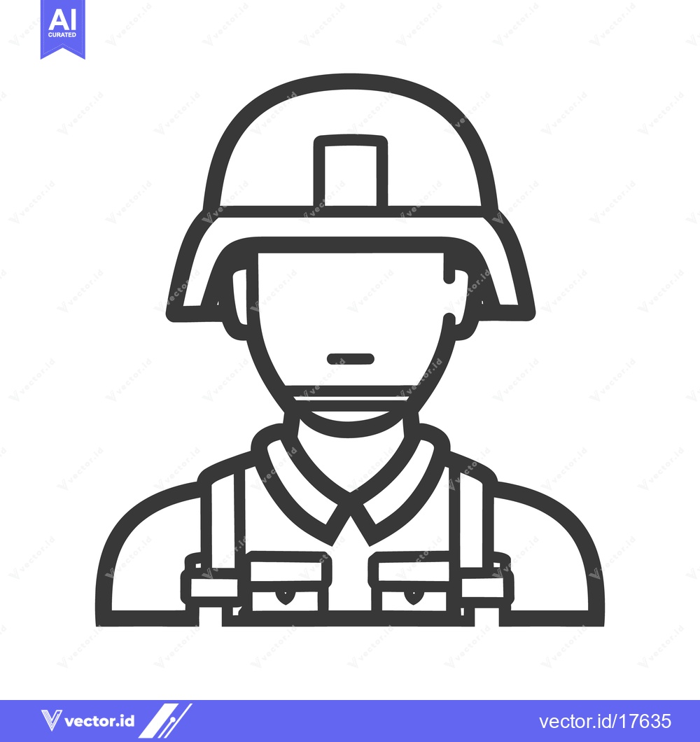 Premium Vector dari A simplistic graphic illustration depicting a soldier in full uniform