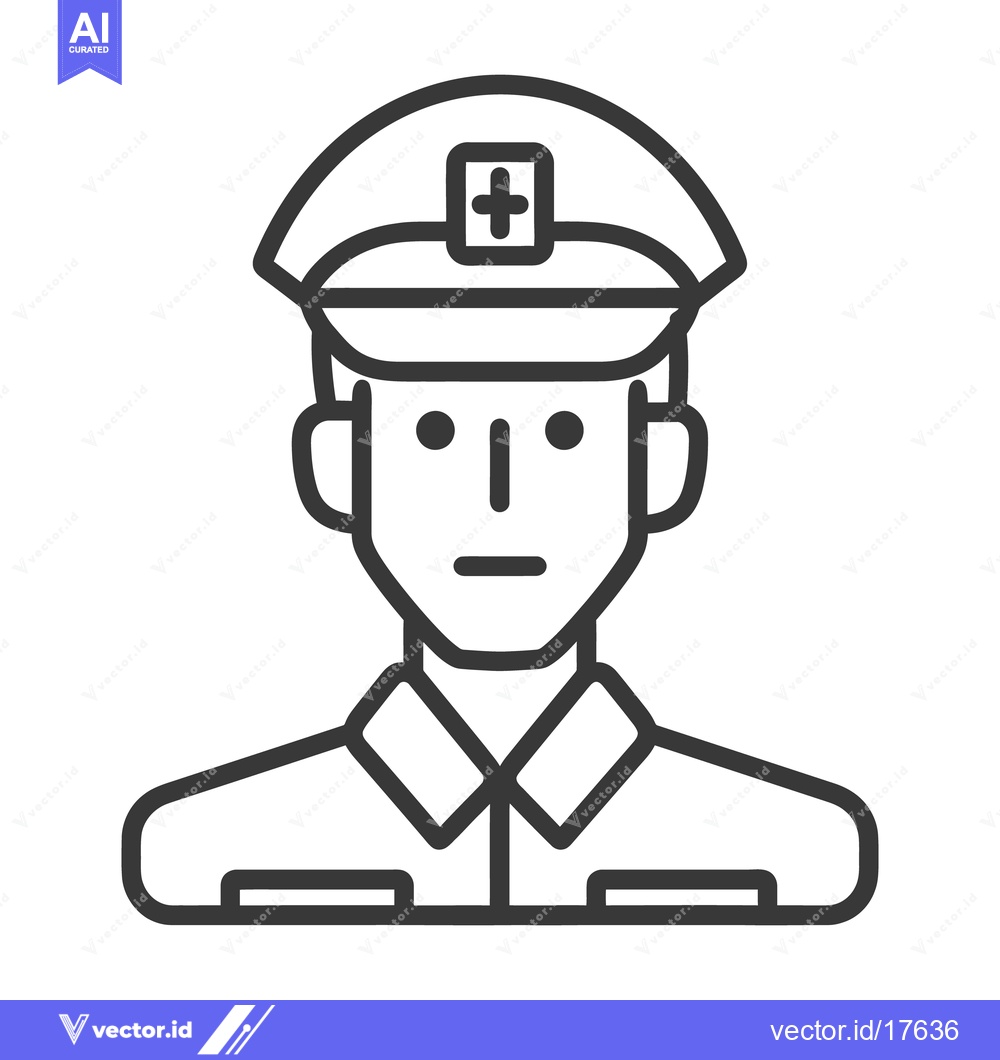 Premium Vector of A line drawing of a person wearing a hat and uniform