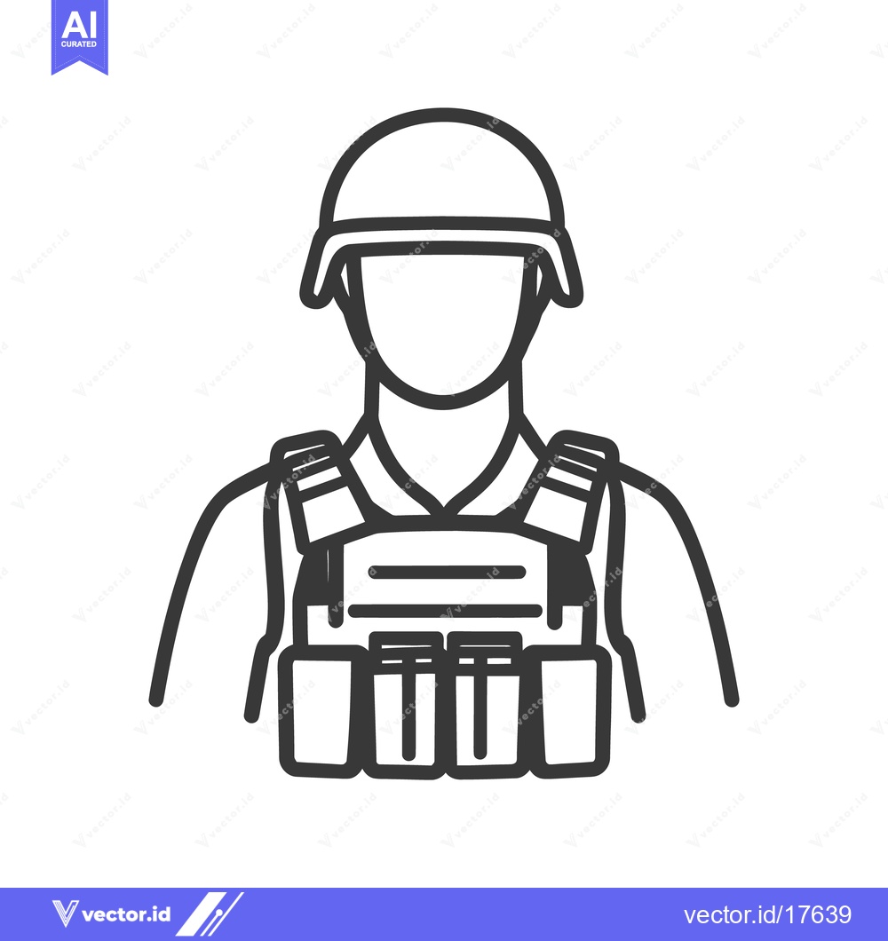 Premium Vector dari A Line Drawing Depicting a Soldier Wearing Protective Gear