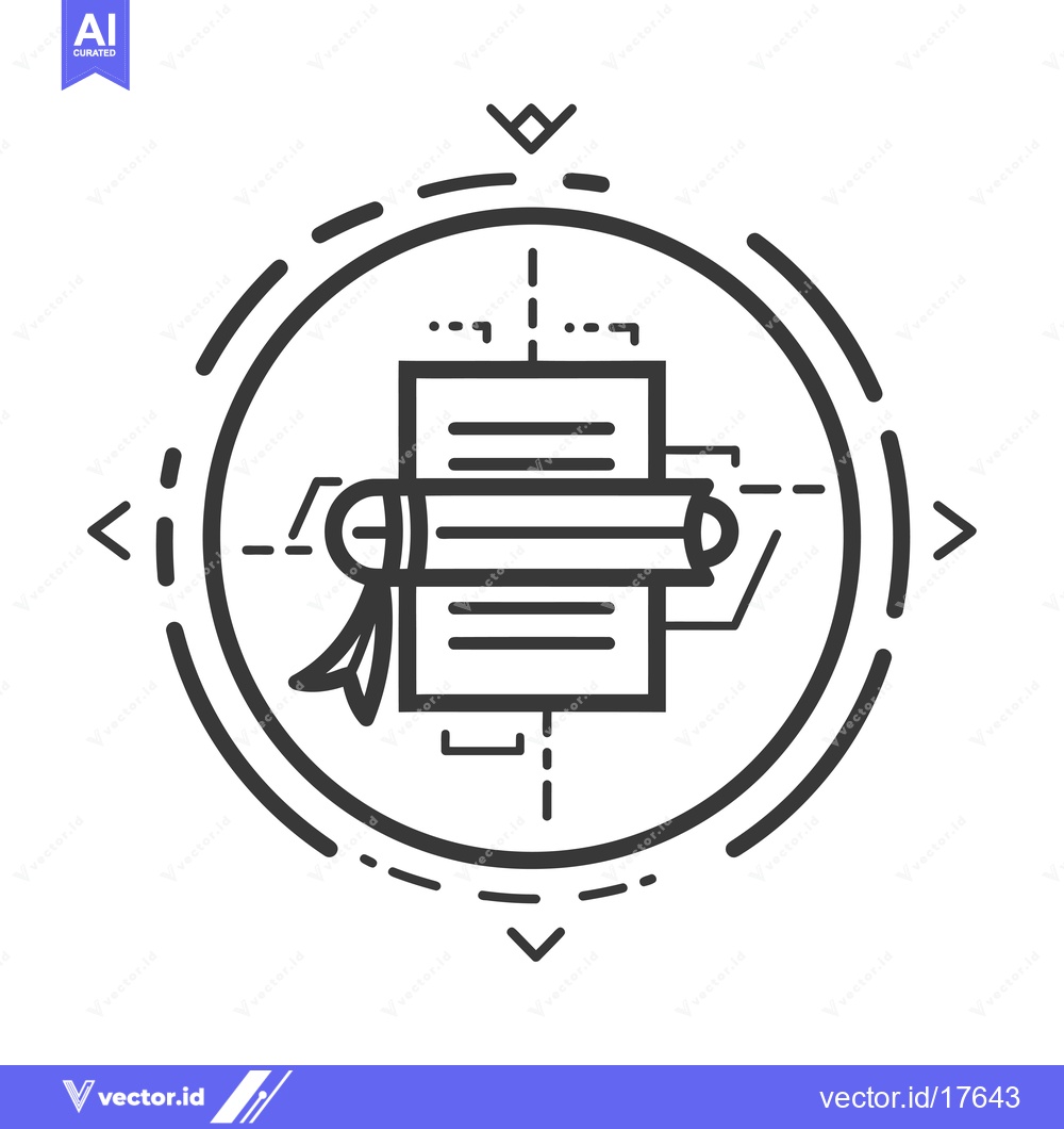 Premium Vector dari A rolled up document inside a circular frame with geometric lines